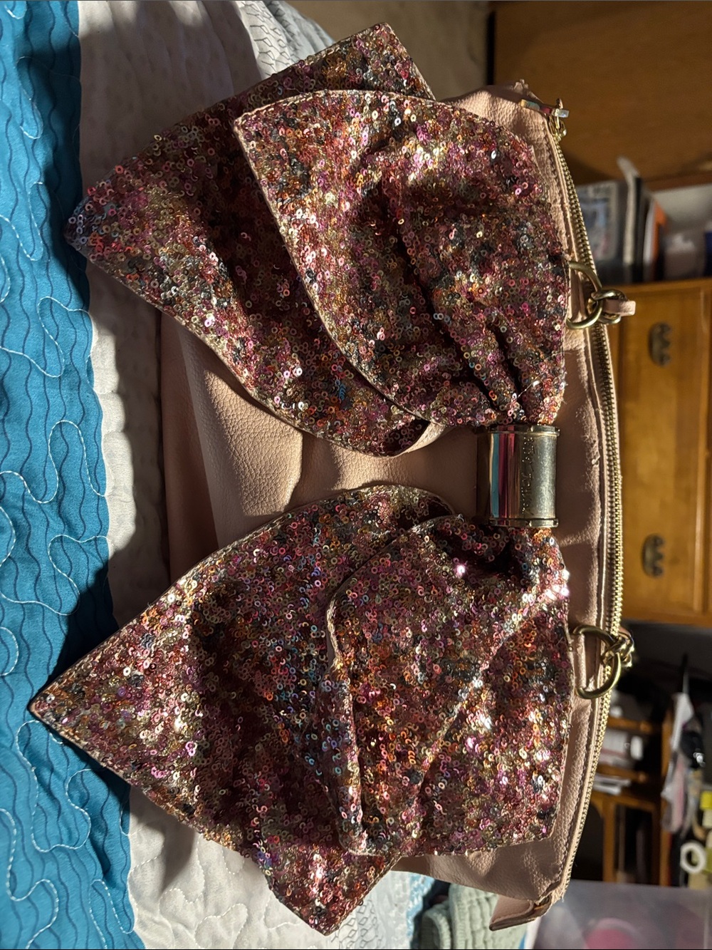 Betsey Johnson Pink Sequin Bow purse. Rare. Vintage